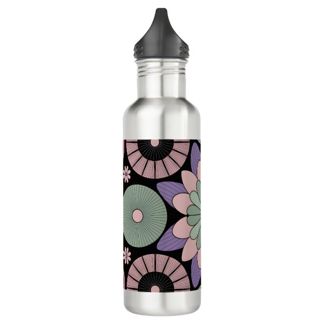 Botella De Agua Retro Pastel Floral Mandala Symmetry (Izquierda)