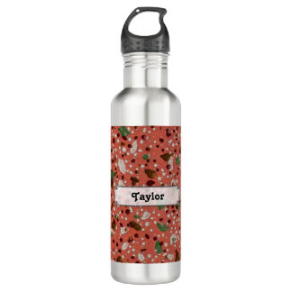 Botella De Agua Retro Terracotta Vintage Terrazzo Sage & Burgundy