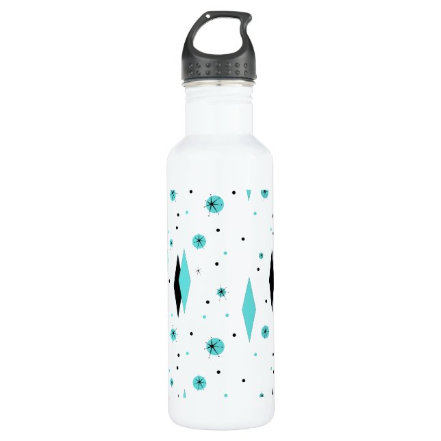 Botella de agua Retro Turquesa Diamantes & Starbur (Anverso)