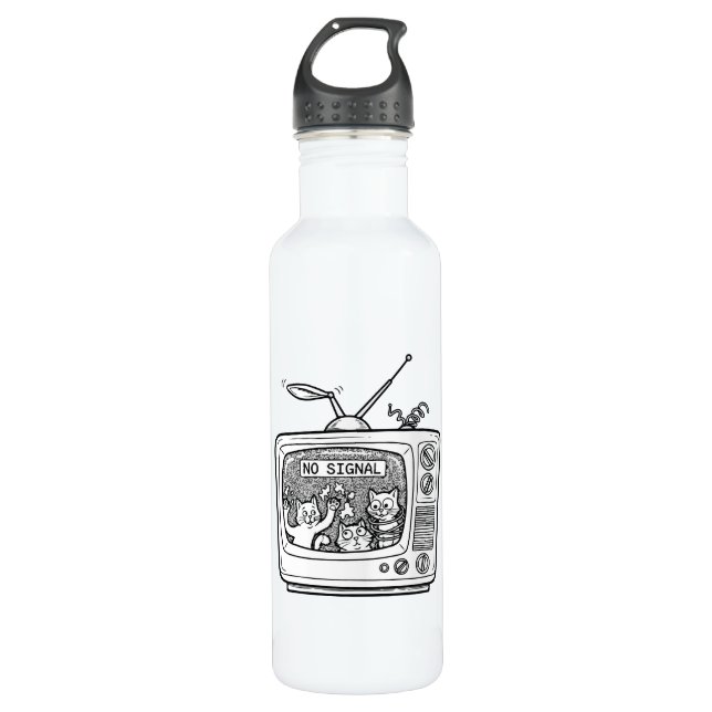 Botella De Agua Retro TV No Signal Cats (Anverso)