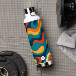 Botella De Agua Retro Wavy Pattern Modern Abstract 