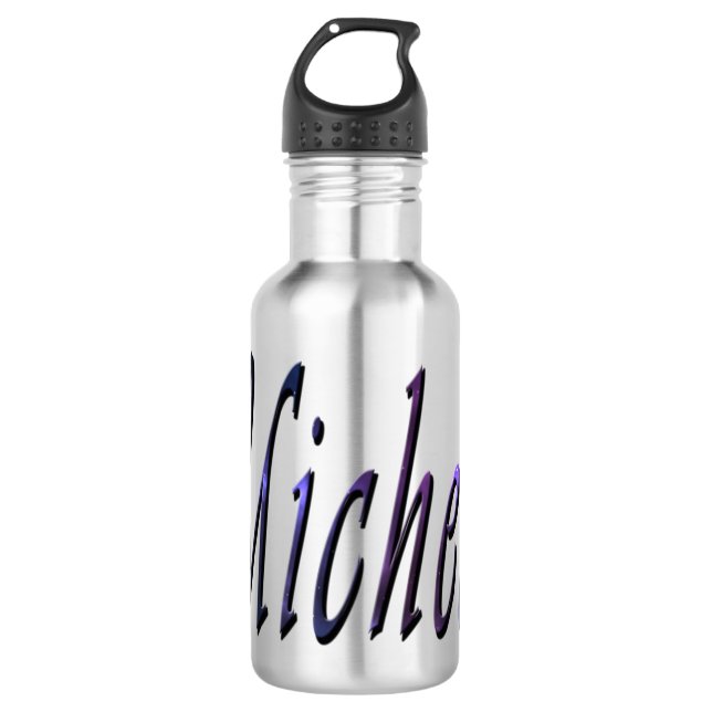 Botella de agua reutilizable Micheal, nombre, logo (Anverso)