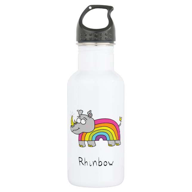 Botella De Agua Rhino Rainbow Cute Kids (Anverso)