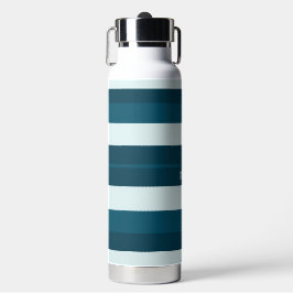 Botella De Agua Rhythm Stripes Horizontal Lines Sea Blue White