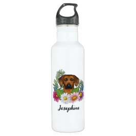 Botella De Agua Ridgeback Rhodesia Cabeza de perro Flores colorida