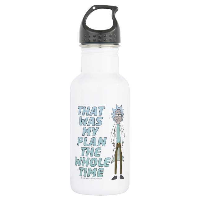 Botella De Agua RIQUEZA Y MORTY™| Ese Fue Mi Plan Todo El Tiempo (Anverso)