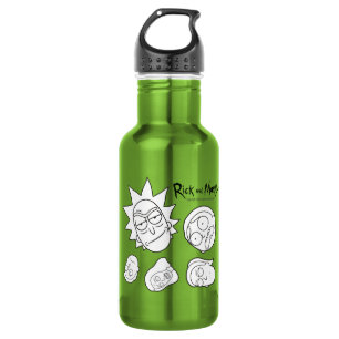 Botella De Agua RIQUEZA Y MORTY™ Patrón de cabeza de familia S