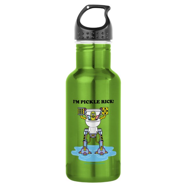 Botella De Agua RIQUEZA Y MORTY™| Pickle Rick Toilet Mech (Anverso)