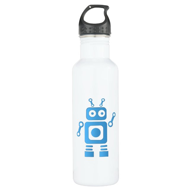 Botella De Agua Robot retro azul (Anverso)