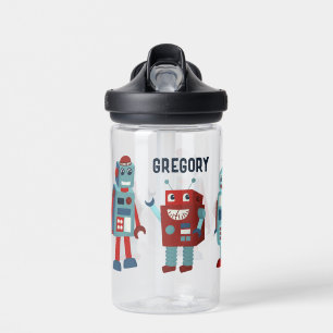 Botella De Agua Robots personalizados retro-ciencia ficción