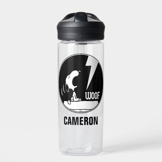 Botella De Agua Rock Tees | Snoopy Howling | Añadir su nombre (Delante)