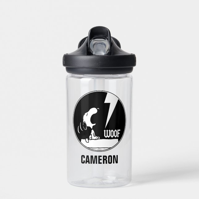 Botella De Agua Rock Tees | Snoopy Howling | Añadir su nombre (Delante)