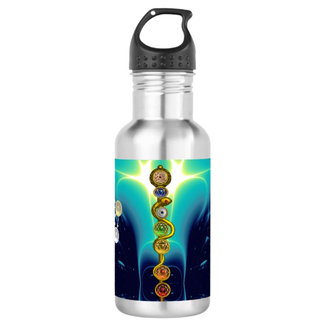 BOTELLA DE AGUA ROD DE ASCLEPIUS 7 CHAKRAS,YOGA ,ENERGÍA ESPIRITUA (Anverso)