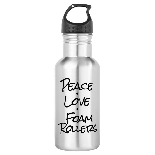 Botella de Agua Rodillos de Espuma Paz Amor (Anverso)