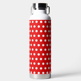 Botella De Agua Rojo con lunares blancos