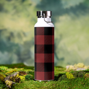 Botella De Agua Rojo negro de verificación de búfalo