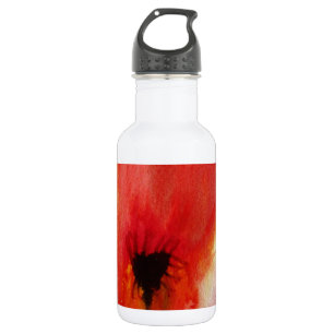 Botella De Agua Rojo Poppies acuarela arte floral moderno