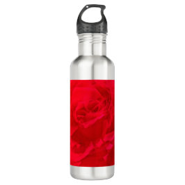 Botella De Agua Rojo Profundo Rosa Bloomado