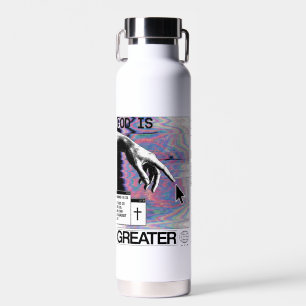 Botella De Agua Romanos 8:31 Cyberpunk Mano de Dios Arte Glitch