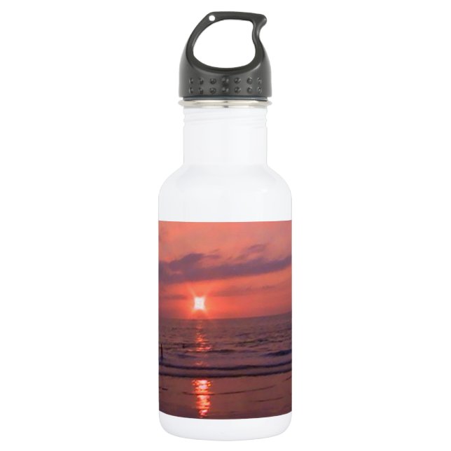 Botella De Agua Romántica playa hawaiana del océano atardecer (Anverso)