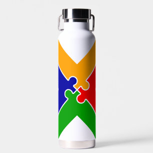Botella De Agua Rompecabezas Arcoíris Letra X Monograma