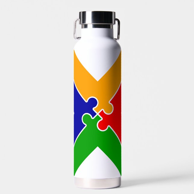Botella De Agua Rompecabezas Arcoíris Letra X Monograma (Delantero)