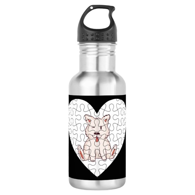 Botella De Agua Rompecabezas del perro esquimal americano (Anverso)