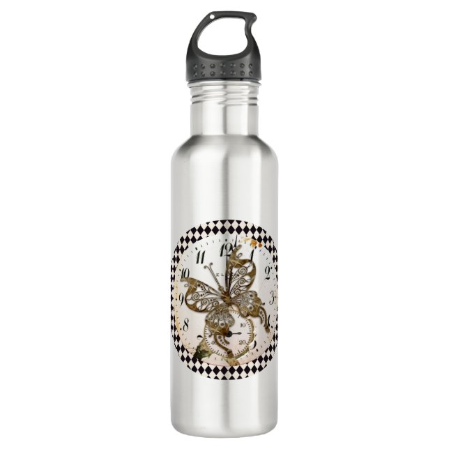 Botella De Agua Ronda de mariposa de Steampunk (Anverso)