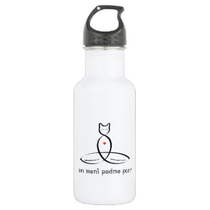Botella De Agua Ronroneo de OM Mani Padme - texto de lujo del