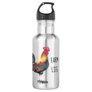 Botella De Agua Rooster de acuarela