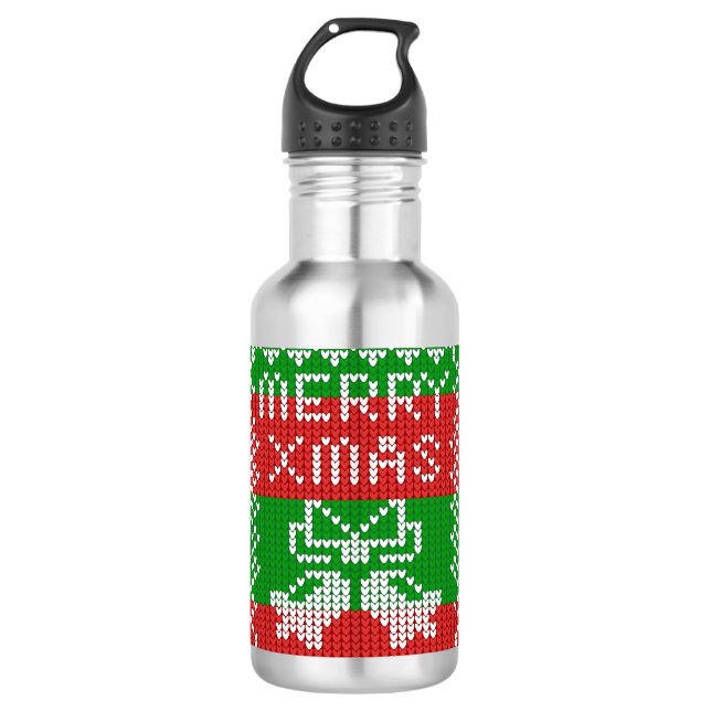 Botella De Agua Ropa de jingle de patrón de suéter feo Hilo de nav (Anverso)