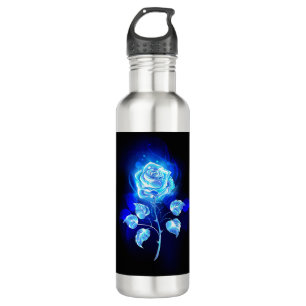 Botella De Agua Rosa azul en llamas