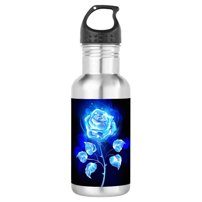 Botella De Agua Rosa azul en llamas (Anverso)