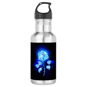 Botella De Agua Rosa azul en llamas
