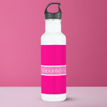 Botella De Agua Rosa caliente y rosa personalizado<br><div class="desc">Es un diseño elegante, moda, personalizado. Es en rosa y rosa caliente de tendencia con espacio para agregar tu nombre en tipografía elegante. Haría un regalo personalizado ideal o como una botella de agua nueva y elegante, para usted. Para personalizar, simplemente agregue su nombre en el cuadro de texto personalizar....</div>