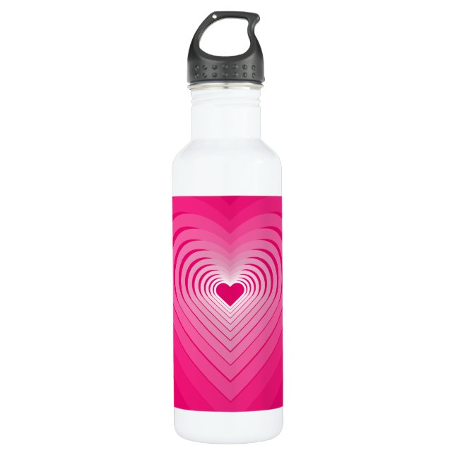 Botella de agua rosa con corazón (Anverso)
