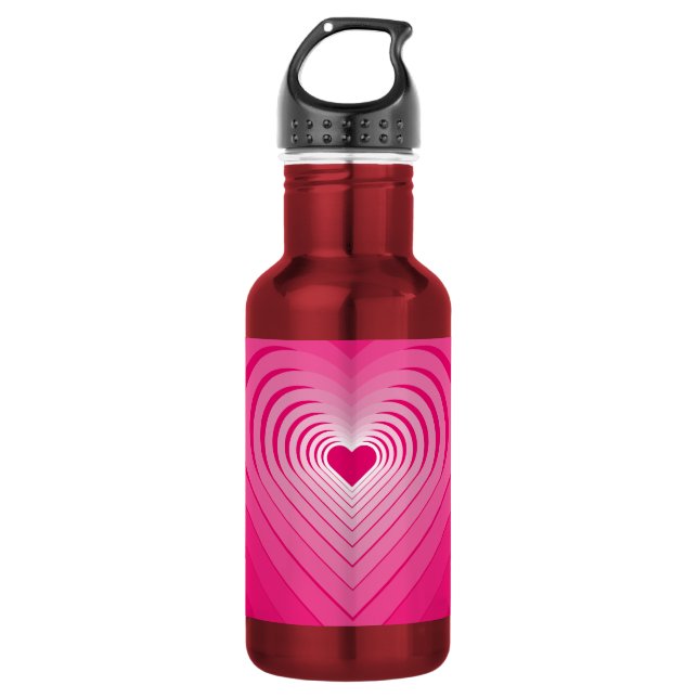 Botella de agua rosa con corazones (Anverso)