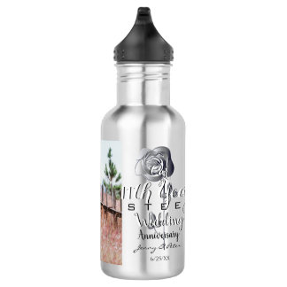 Botella De Agua rosa de acero de foto Personalizado de 11 años de