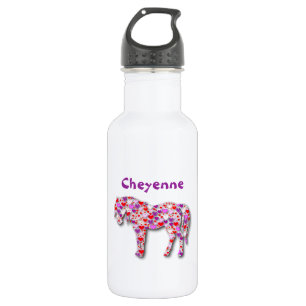 Botella De Agua Rosa de Caballo Cardíaco Personalizado -