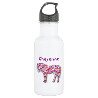 Botella De Agua Rosa de Caballo Cardíaco Personalizado -