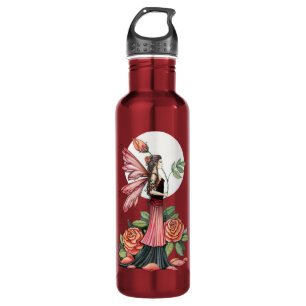 Botella De Agua Rosa de Fuego de Rosas Rojas