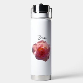 Botella De Agua Rosa de té rosado radiante personalizado