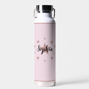 Botella de agua rosa - Diseño estelar y nombre per