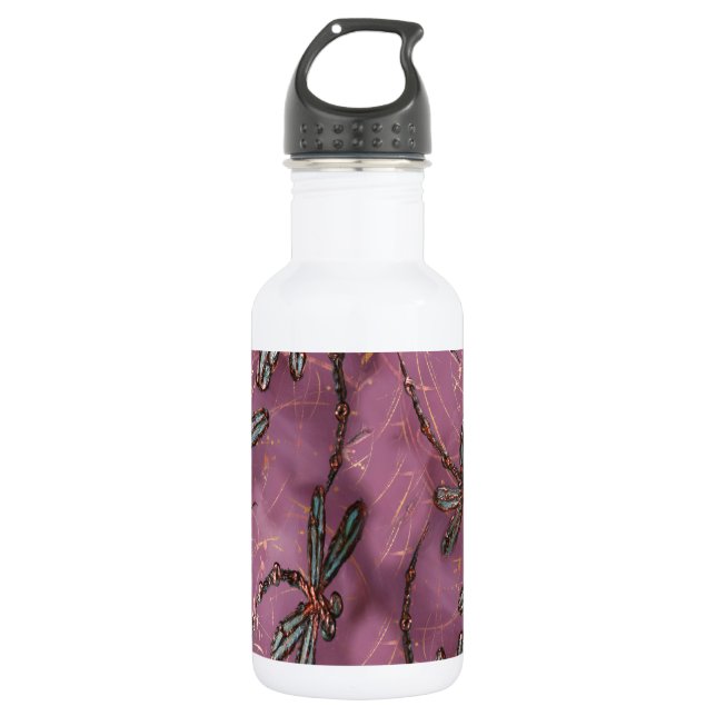 Botella De Agua Rosa Dusky Flit Dragonfly (Anverso)