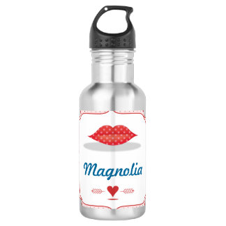 Botella De Agua Rosa Metálico con Labios Rojos Personalizado