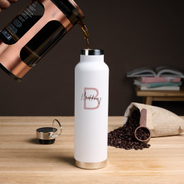 Botella De Agua Rosa Polvoriento Personalizado con Monograma