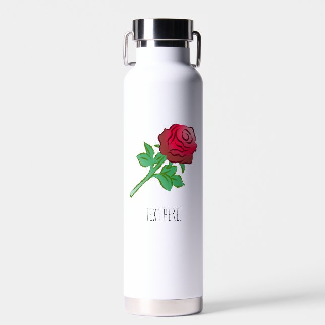 Botella De Agua Rosa Roja Bonita (Delantero)