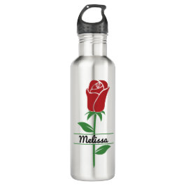 Botella De Agua Rosa roja personalizada