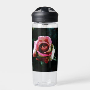 Botella De Agua Rosa roja pintada al óleo