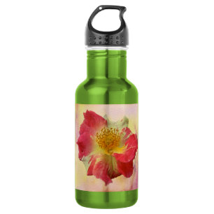 Botella De Agua Rosa Roja y Blanca